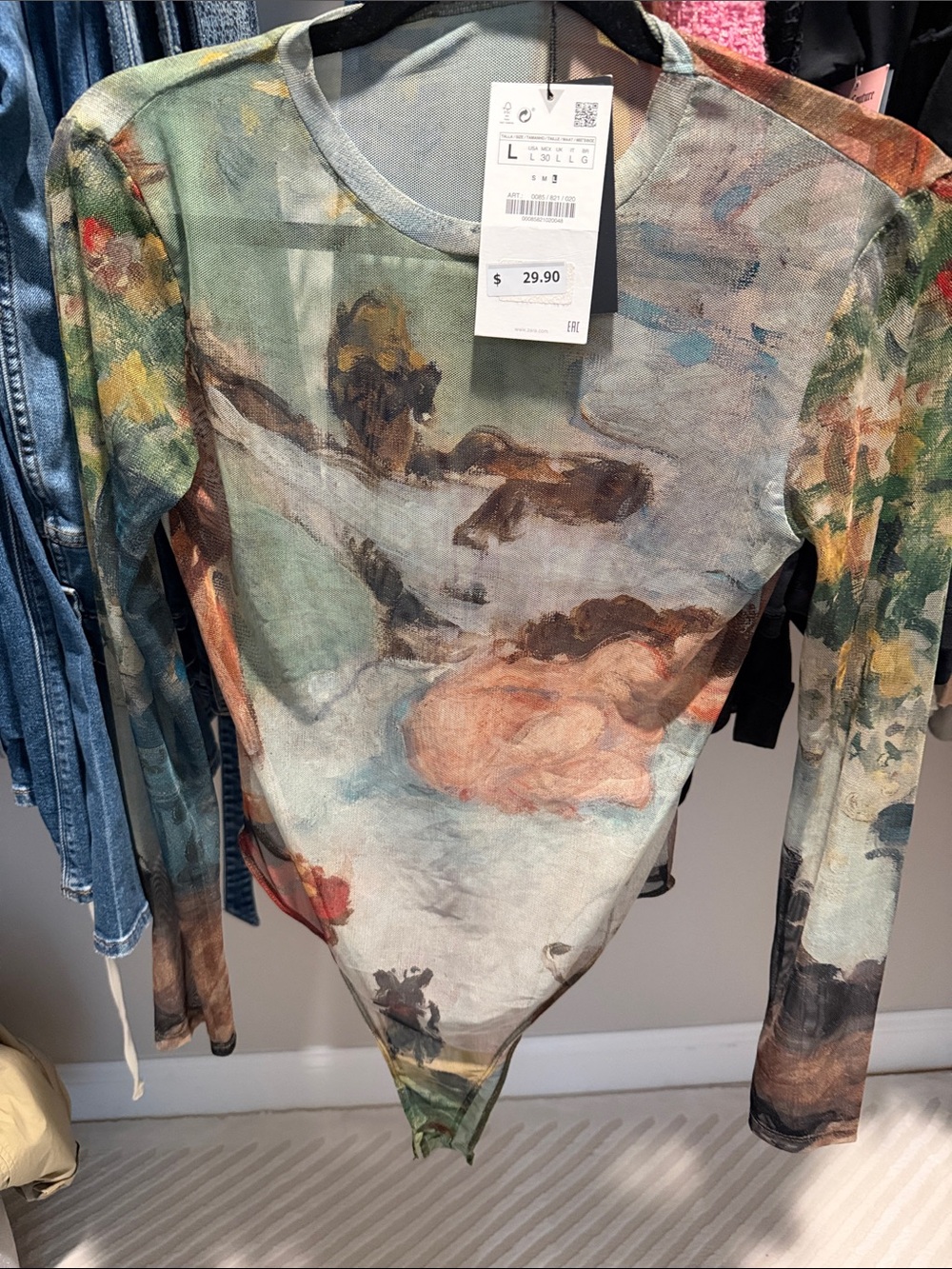 Zara Multicolor Printed Mesh Bodysuit